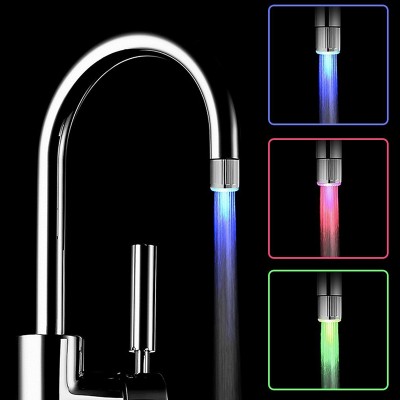 Home Kitchen Wash Basin Water Pipe LED Faucet Connector Tap